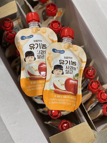 Bebecook Nước ép trái cây Táo + Carrot (thùng 20 gói)