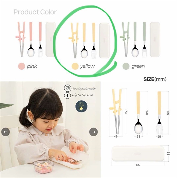 Edison Set muỗng nĩa đũa vàng kèm hộp đựng
