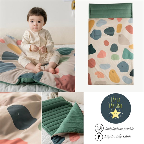 Juhodeco Set ngủ Smile Stones Xanh lá