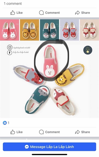 Ozkiz Slip on thỏ hồng size 140