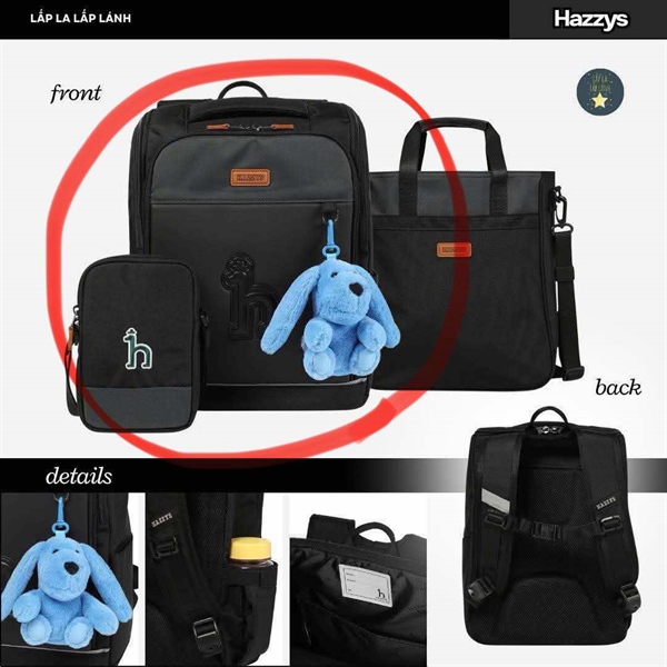 Hazzys Set balo HUS60UP03M-BK