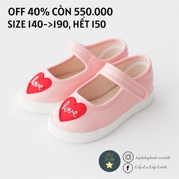 Petitshoes Giày tim đỏ nền hồng size 170