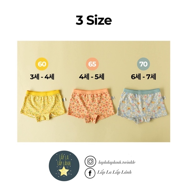 Dailylike Set quần chip Girls 1 size 75 8-9y