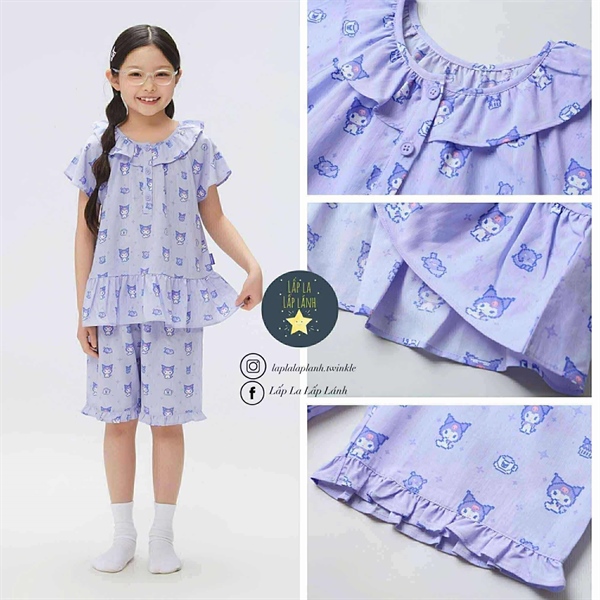 Spaokids Set pyjama SPPPF37KU1 Light Purlpe Kuromi ngắn tay cổ bèo size 120