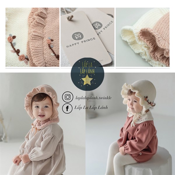 Happy Prince Nón len dây buộc Hoa nền Hồng