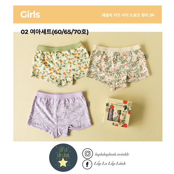Dailylike Set quần chip Girls 2 size 60 3-4y