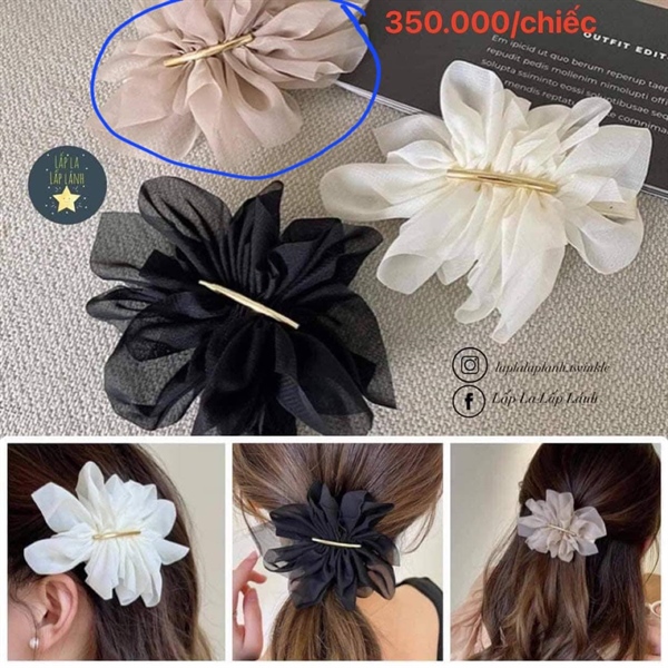 Byladies Kẹp tóc hoa voan Beige