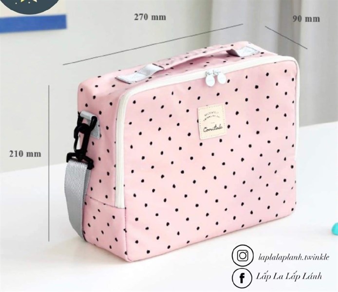 Conitale Túi giữ nhiệt size Mini 27x21x9cm Hồng chấm bi