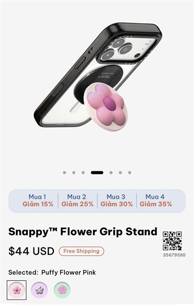 Casetify Snappy Flower Grip Stand - Pink Puffy Flower