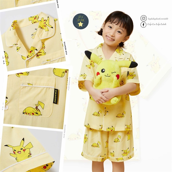 Spaokids Set pyjama Pikachu ngắn tay size 160