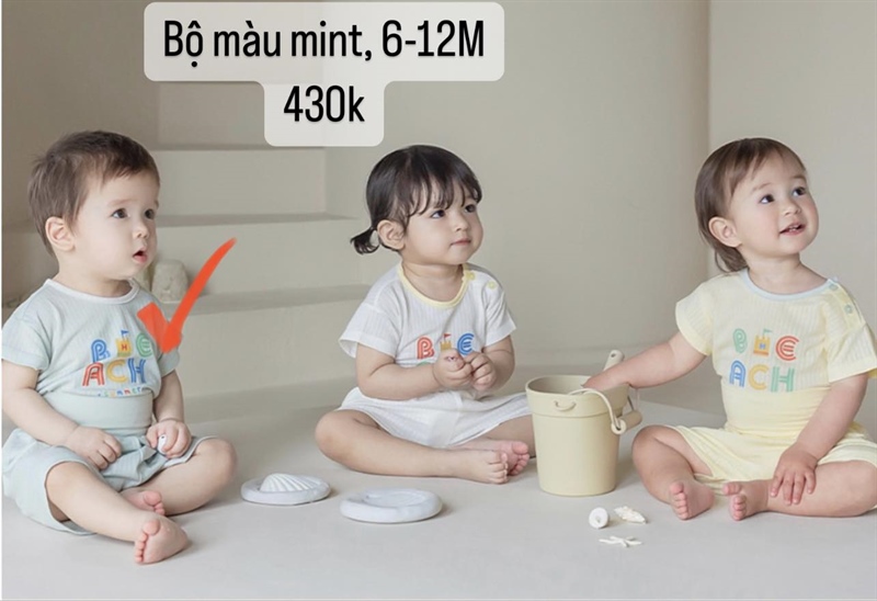Happyprince Đồ bộ chữ Beach xanh mint size 12-24m