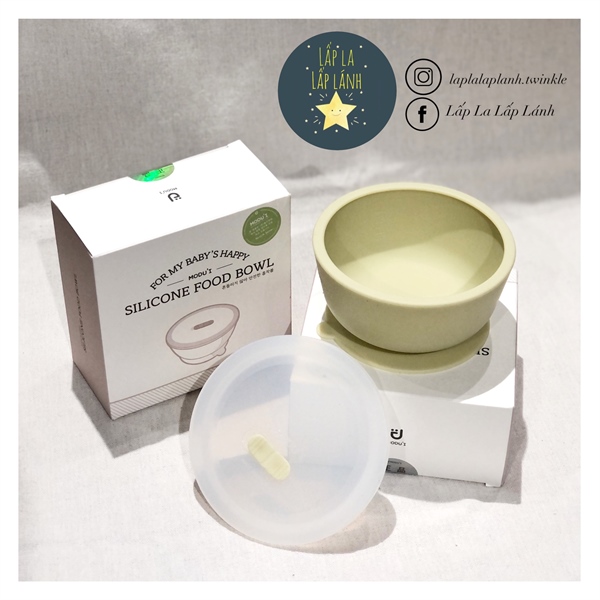 Modui Chén Silicone Có Nắp Xanh Lá Pastel