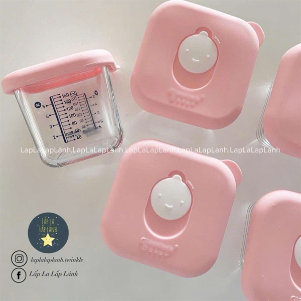 Glasslock Set 6 hũ trữ nắp hồng