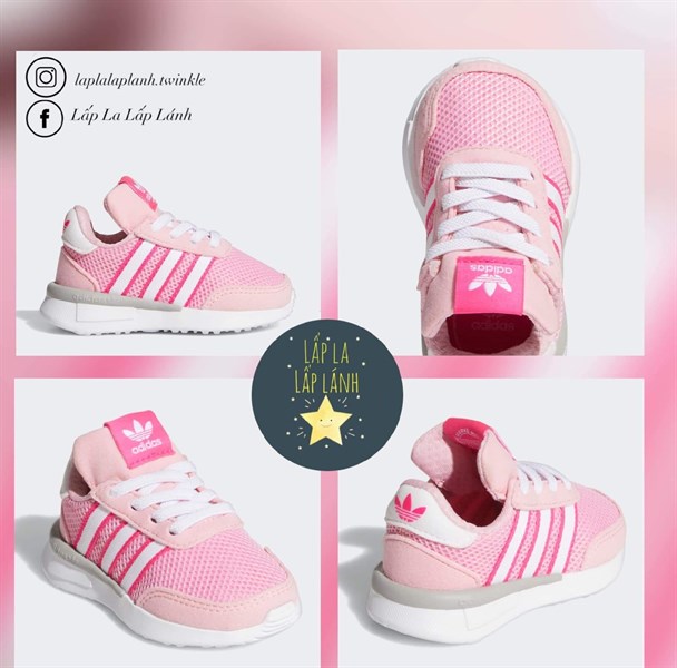 Adidas Giày hồng sọc trắng size 160