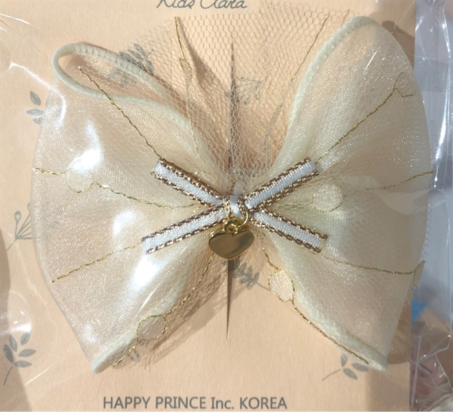 HappyPrince Kẹp nơ ren Kem đính tim vàng