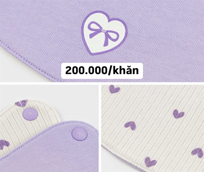 HappyPrince Khăn trắng trái tim tím