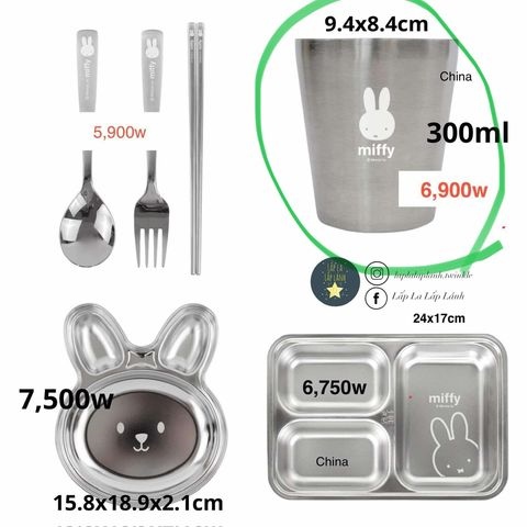 Dongyang Ly inox thỏ miffy 300 ml