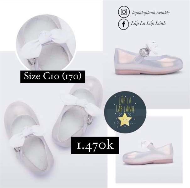 Minimelissa Giày Búp Bê Trắng Nơ Trắng