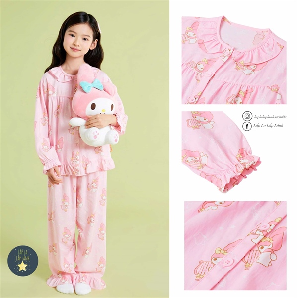Spaokids Set pyjama Melody hồng SPPPE49KU7 dài tay size 110
