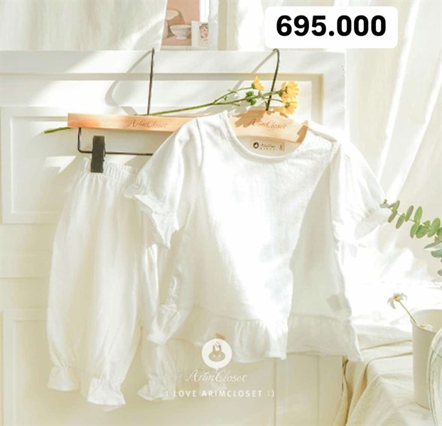 Arimcloset Set trơn trắng size 12-24m