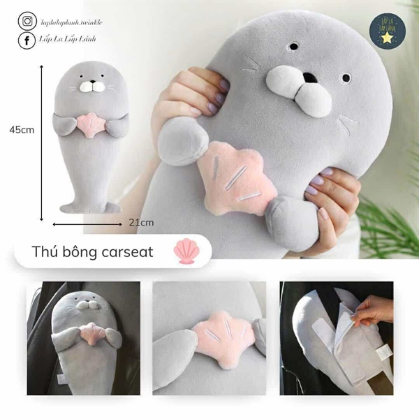 Prielle Gối ôm carseat Hải cẩu xám