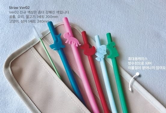 Eeeek Set ống hút 5p silicone Animals Ver2