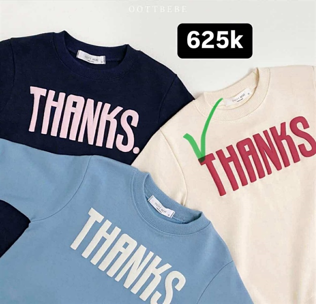 Oottobebe Bodysuit chữ thanks cream size 0-6m