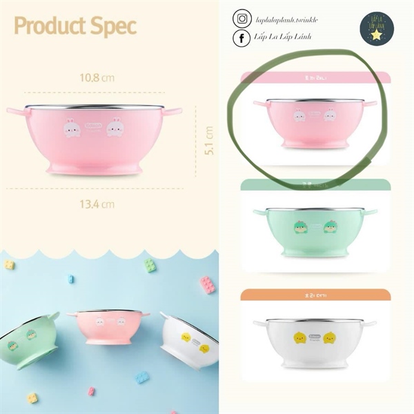 Edison Chén inox size nhỏ Thỏ hồng