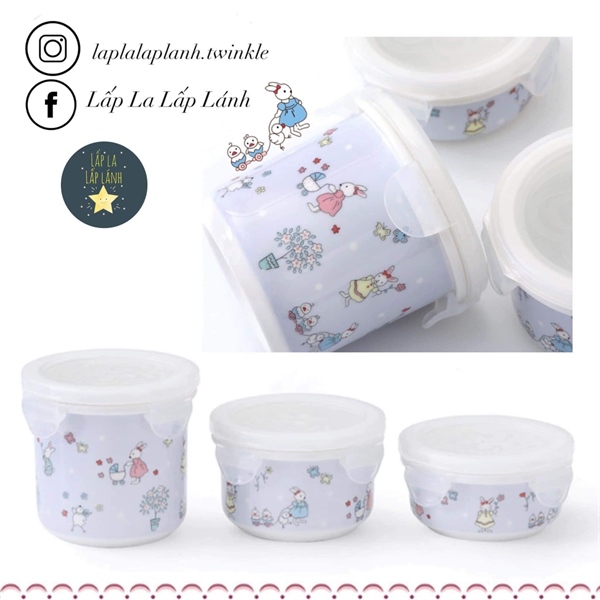 Zenhankook Set 3 lọ tròn kèm nắp hình Thỏ