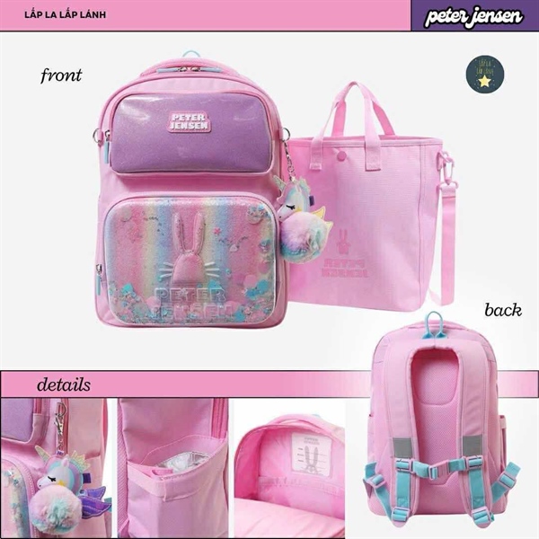 PeterJensen Set balo PUS62UP51M_PK Thỏ hồng