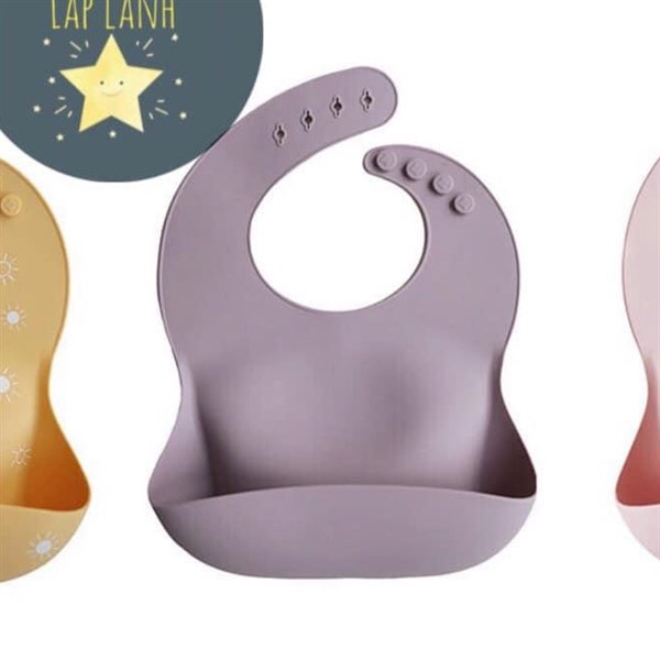 Mushie Yếm Silicone Tím trơn