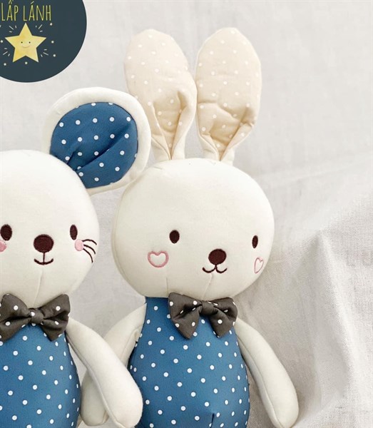 Bebelaon Thú bông organic Thỏ bi xanh 45cm