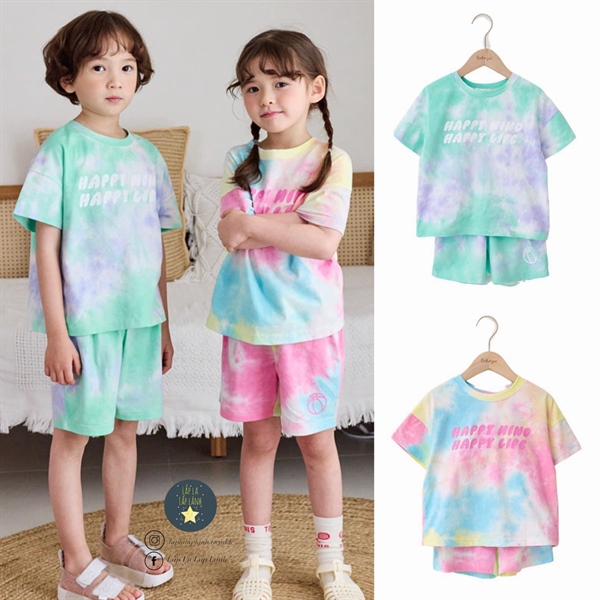 Bebezoo Set đồ loang màu xanh