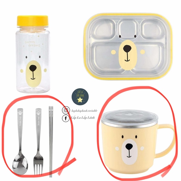Dongyang Set muỗng nĩa gấu vàng