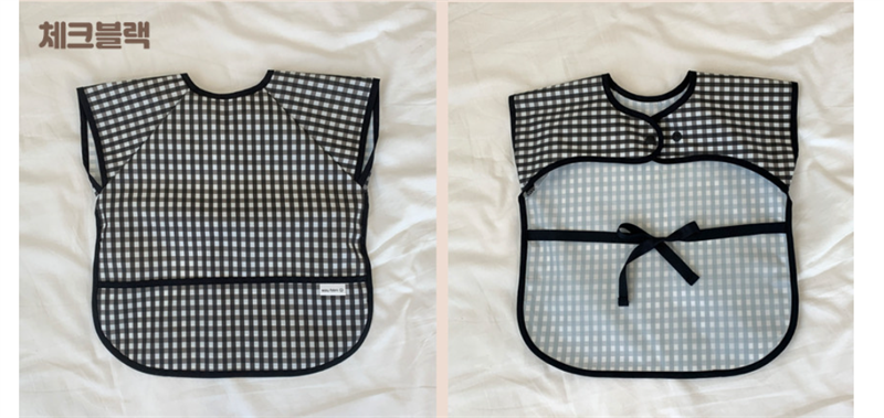 EasyFabric Áo yếm chống thấm Tay Ngắn Caro Đen