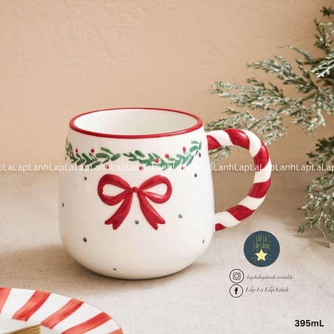 ModernHouse Ly sứ nơ đỏ 395mL