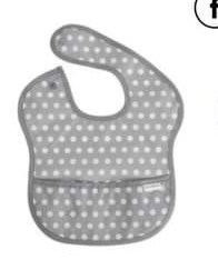 Easyfabric Yếm chống thấm Nền xám chấm bi trắng