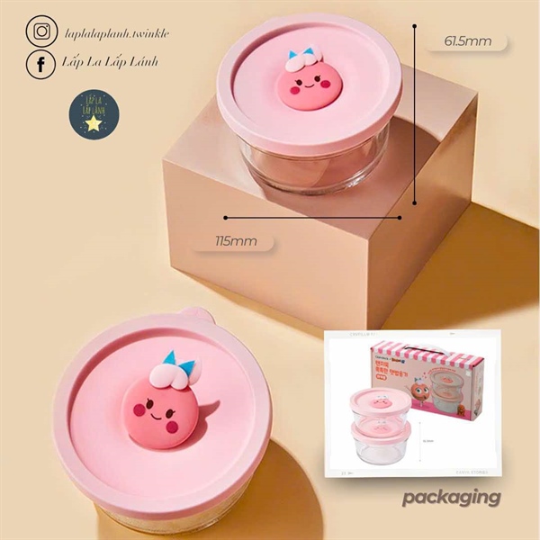 Glasslock Set 2 hũ trữ quả đào