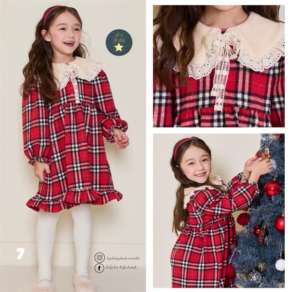 Bebezoo Đầm đỏ caro size 130