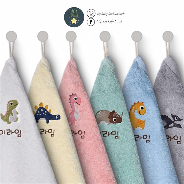 Limetowel Set khăn thêu tên Khủng long 6p