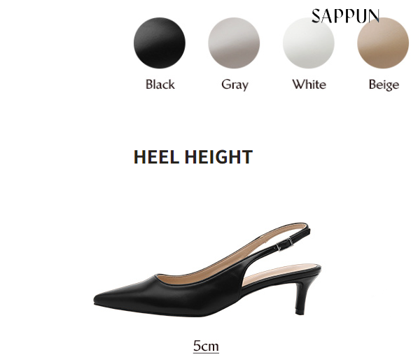 Sappun Giày cao gót quai Đen Black cao 5cm size 250