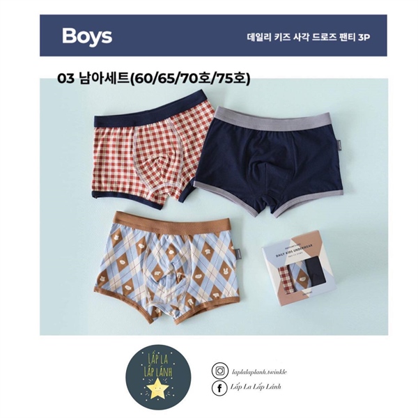 Dailylike Set quần chip boy 3 size 65 4-5y