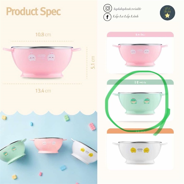 Edison Chén inox size nhỏ Khủng long xanh