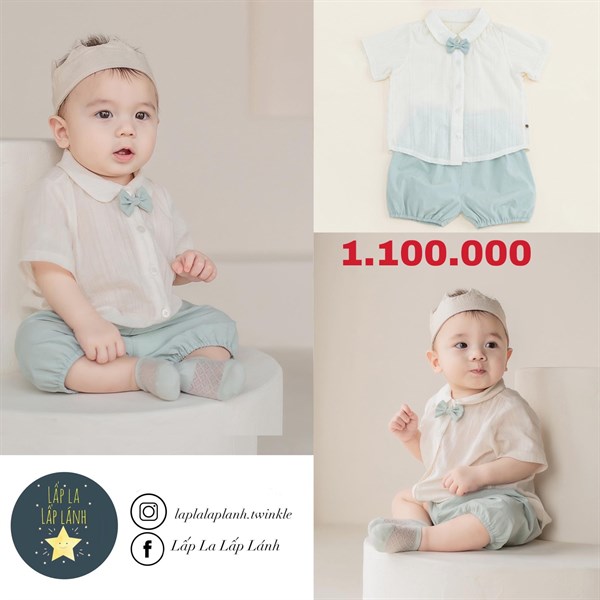 Happy Prince Áo Nơ xanh Blue, Quần Xanh Blue for boy