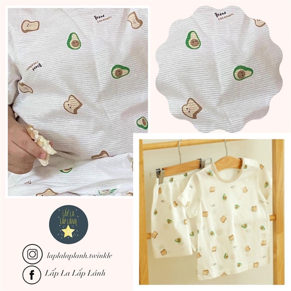 Cocohani Đồ bộ Bơ viền beige size 110