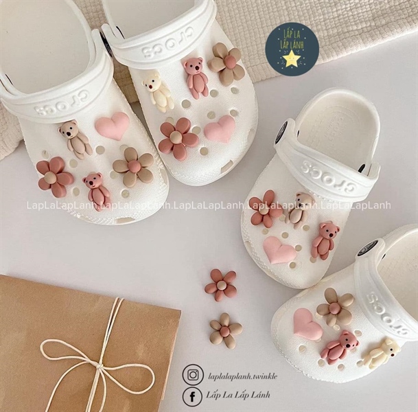 Littledeer Charm gấu tim hồng