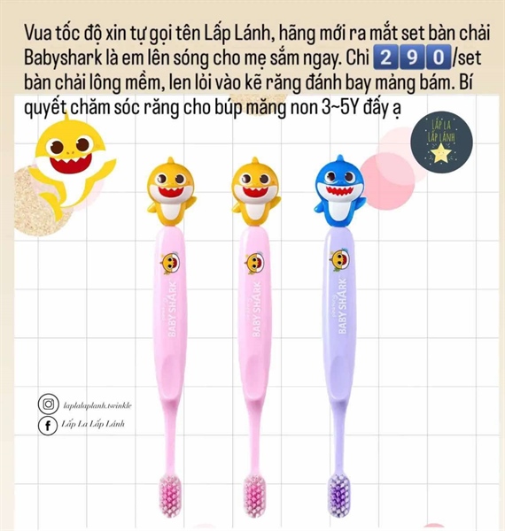 Atex Set bàn chải Babyshark 3p