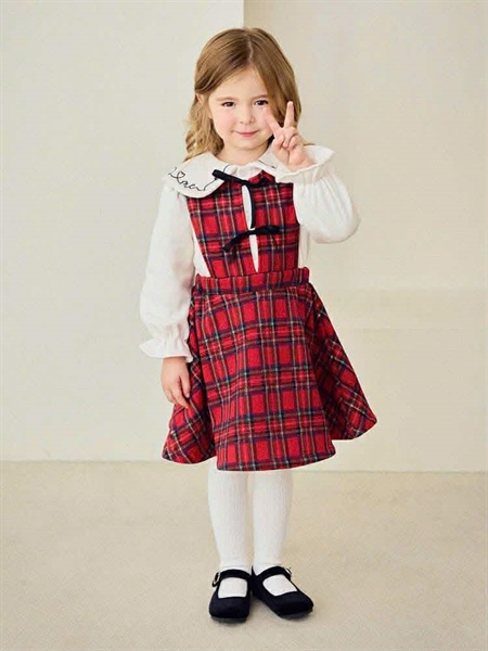 Hejmini Bộ áo kèm váy caro đỏ S100