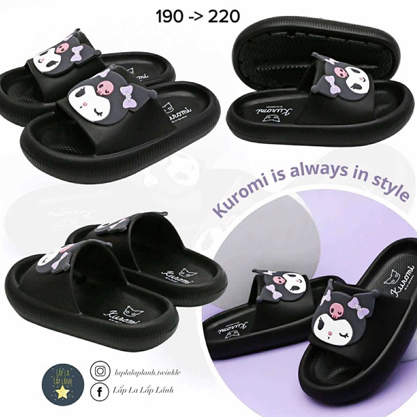 Shoelamode Dép kuromi đen size 200