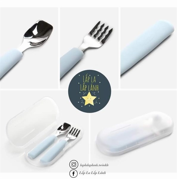 Dailylike Set Muỗng Nĩa Silicone màu Sky Blue